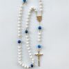 Blue Agate + White Glass Rosary | Little Rose Designs